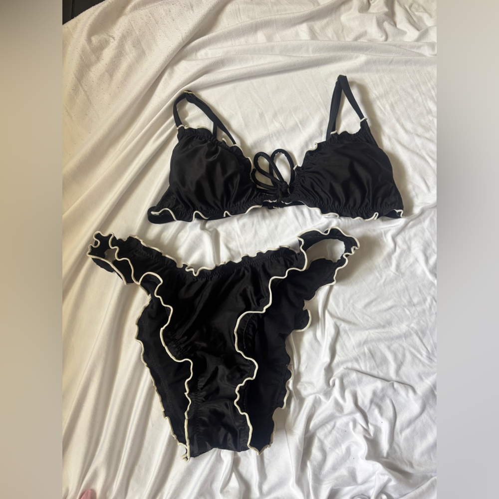 Wild Fable Black Ruffle Bikini Set